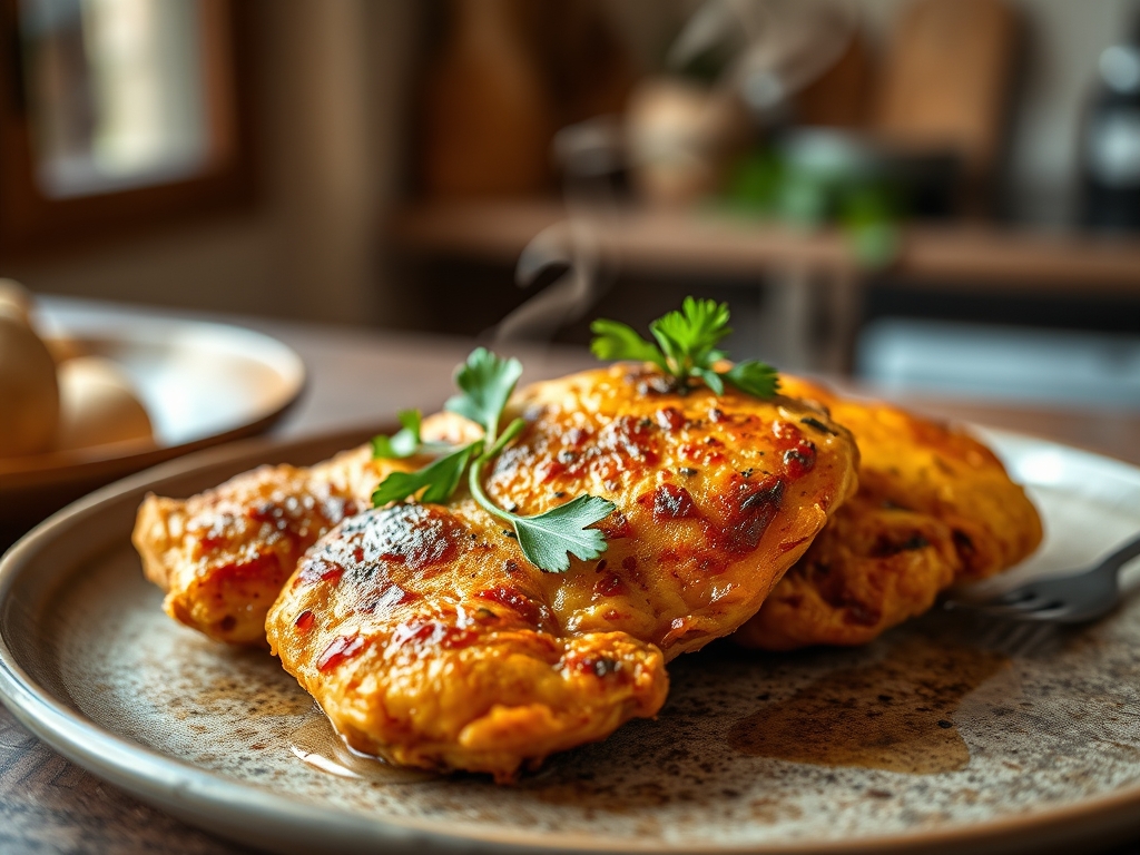 Freshly prepared chicken recipes fried breast