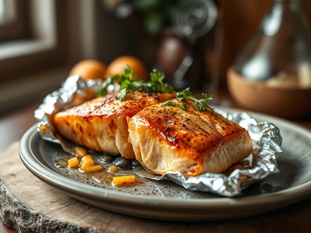 Freshly prepared grilled salmon recipes in foil