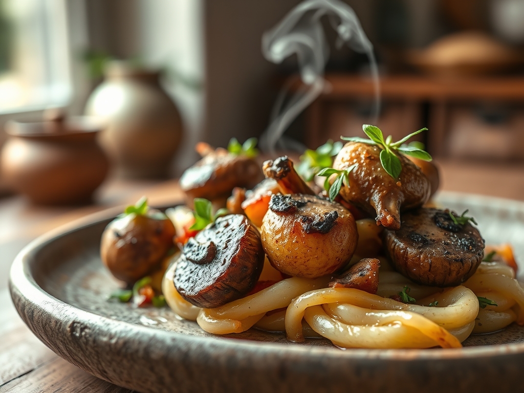 Freshly prepared mushroom with potato recipes