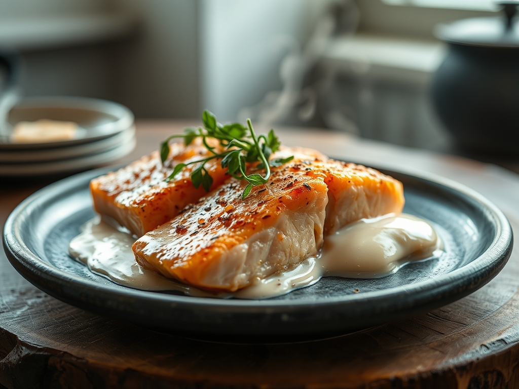 Freshly prepared salmon recipes with cream sauce