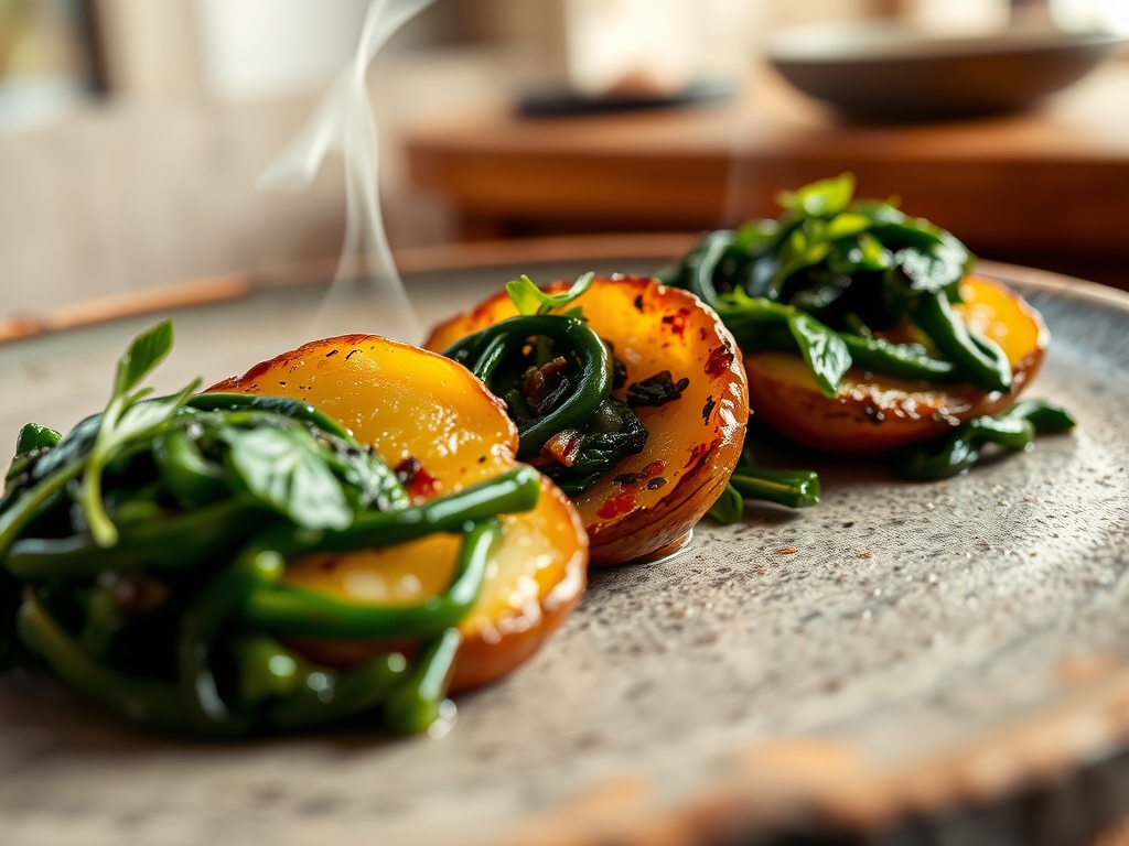 Freshly prepared spinach with potato recipes