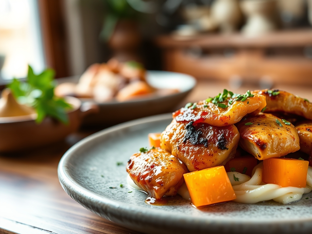 Freshly prepared sweet potatoes and chicken recipes